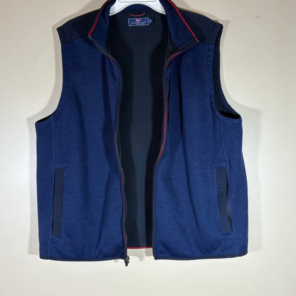 Vineyard Vines Mountain Sweater Fleece Vest Men's Blue Knit Full Zip XL